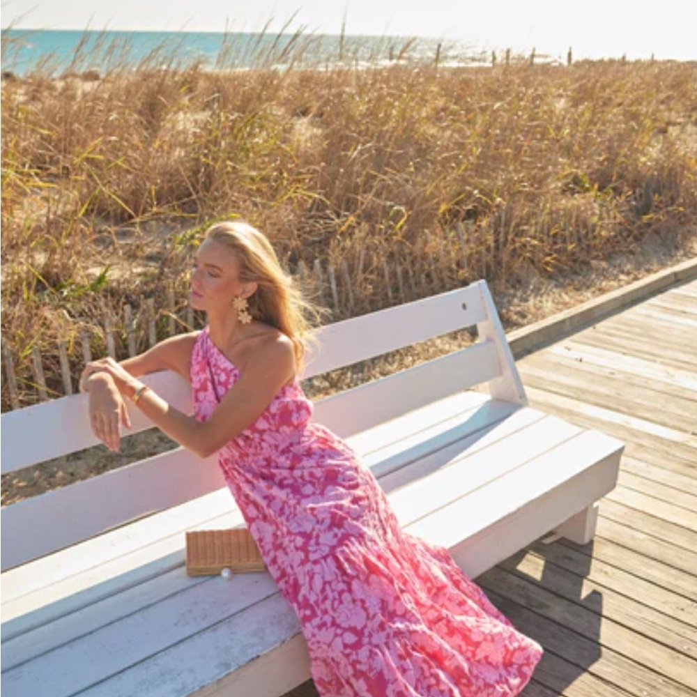 Tuckernuck Vibrant Pink Floral One-Shoulder Dress - Picture 9 of 10